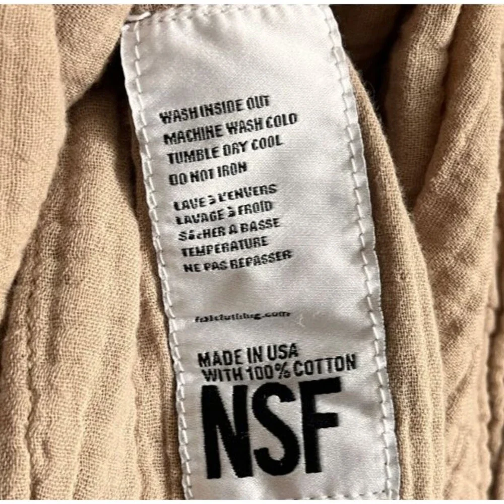 NSF Women's Marks Relaxed Short Sleeve Button Up in Biscuit Size LARGE - Picture 5 of 6